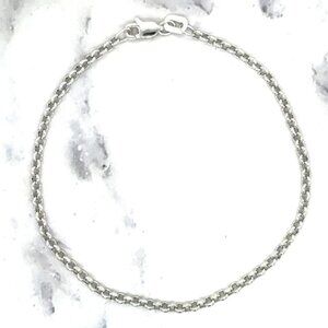 Women 14K White Gold 2.5 MM Wide Lobster Claw 7" Rolo Chain Minimalist Bracelet